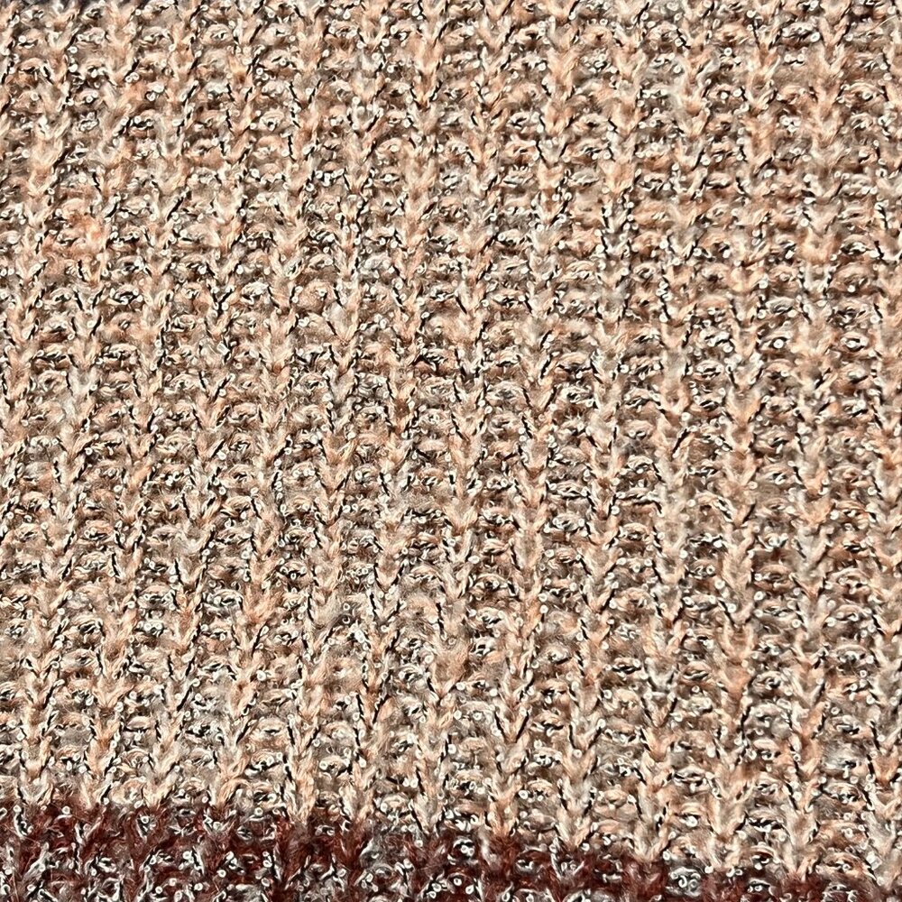 Heartloom Long Sleeve Knit sweater Medium Gray Mauve peach stripe - Picture 9 of 12